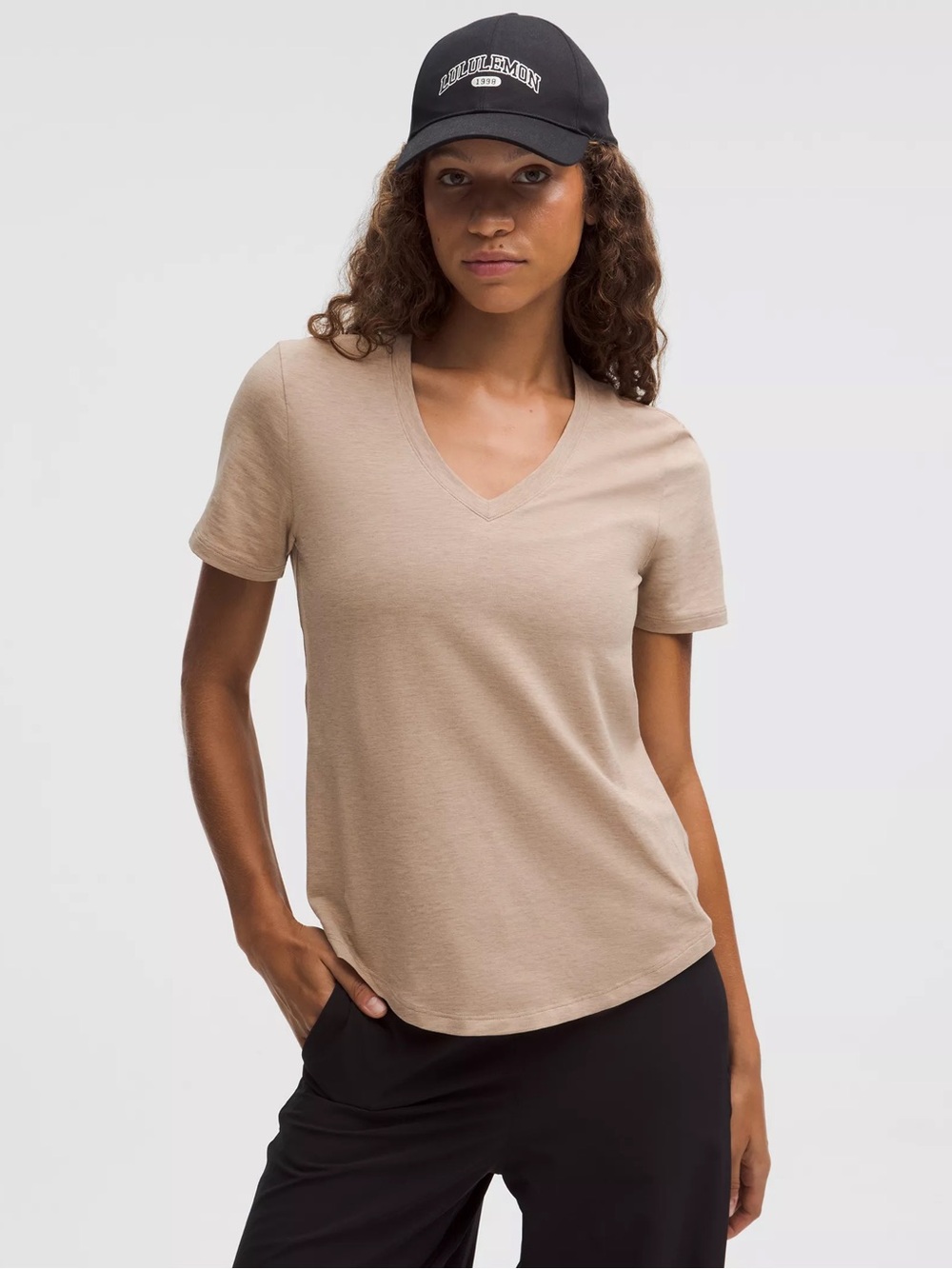 Lululemon Love V-neck tshirt - heathered nutmeg - size 10